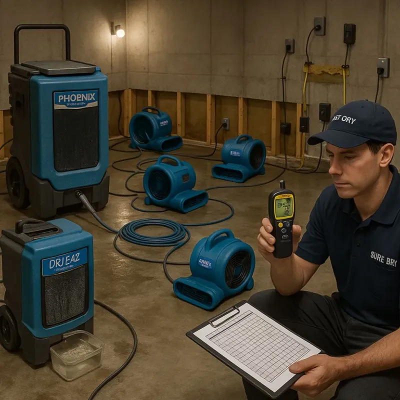 Structural Drying and Dehumidification process in Kittery, ME